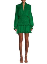 ALEXIS - SHAINA SHIRRED SILK MINI DRESS at Saks Fifth Avenue